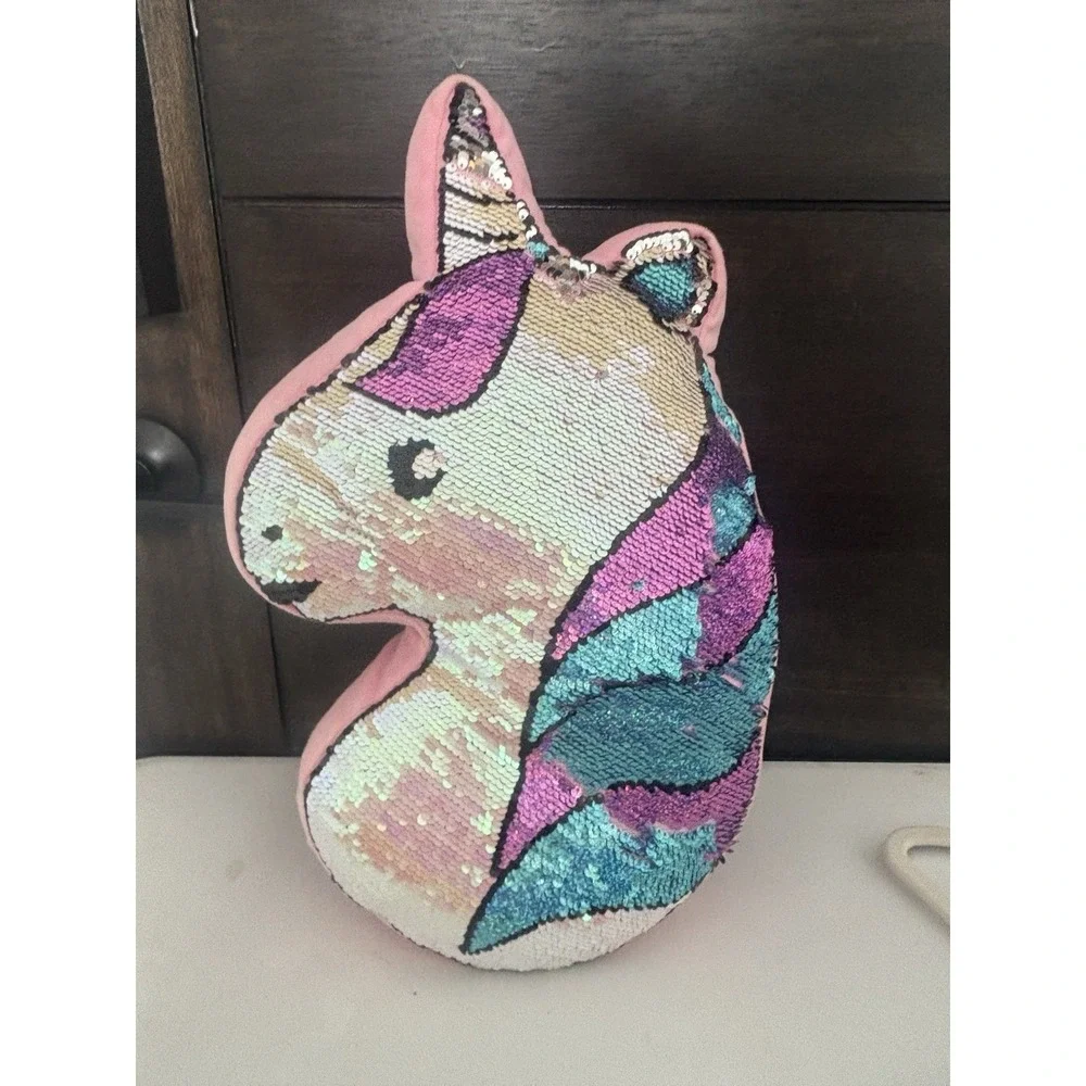 Adora Sequin Flip Unicorn Pillow Glittery‎ Pink Girly Plush Stuffed Animals